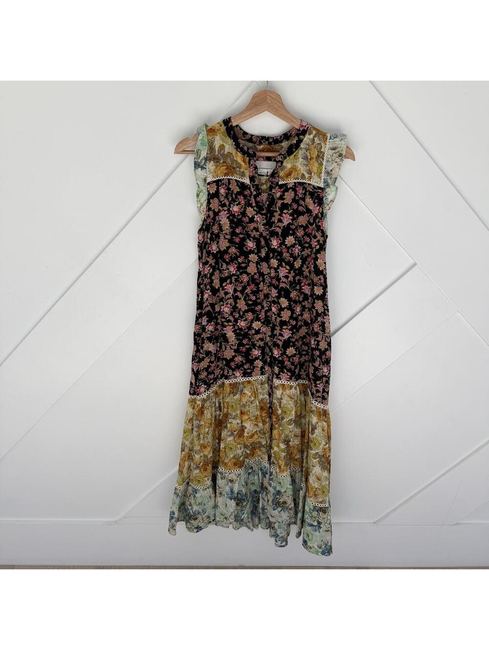 Anthropologie Floral Patchwork Maxi Dress Boho Cottage Core XS - Picture 6 of 8
